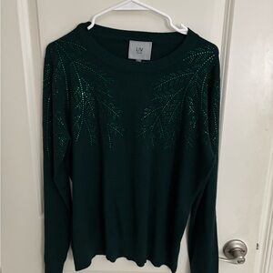 LIV Forest Green Sweater with Sparkle Accents